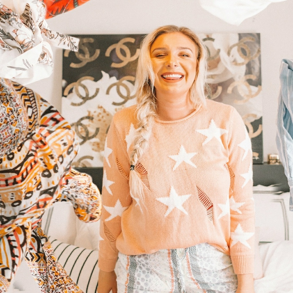 Pink Star Ripped Sweater